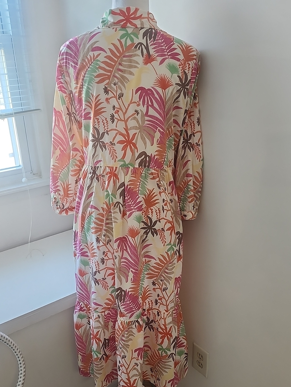 J. McLaughlin Tybee Jungle Melody Midi Shift Dress Cotton Resortwear Size Large - Picture 5 of 10